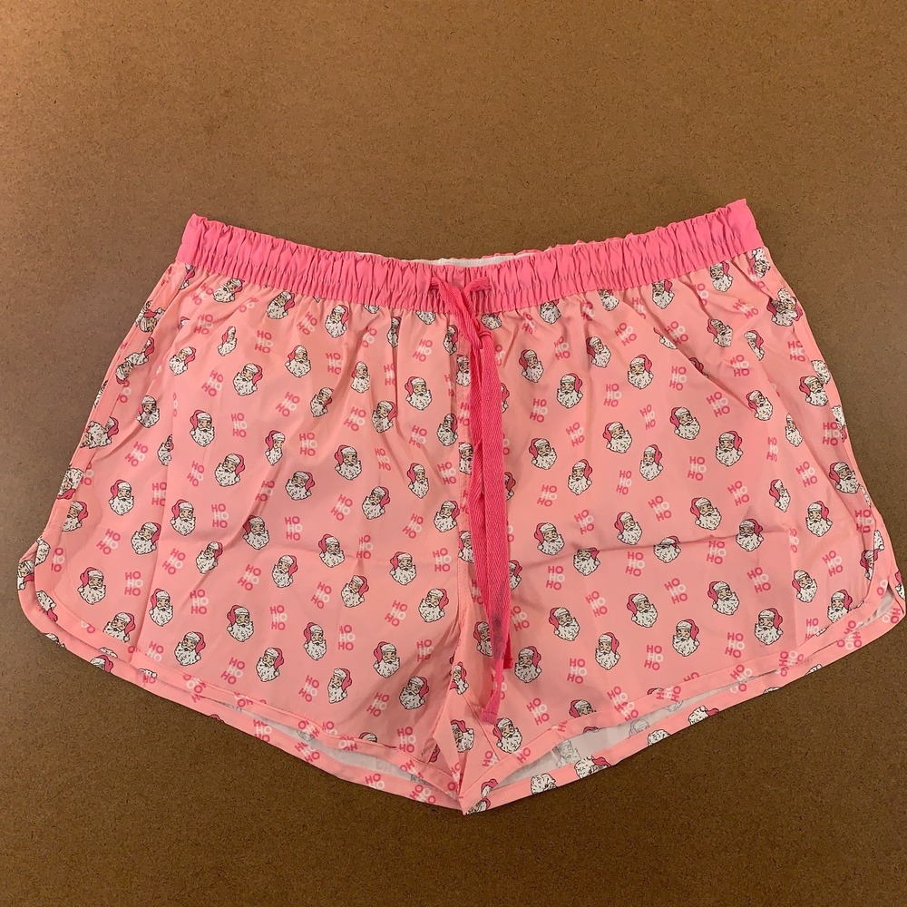 Royal Standard Womens Large Pink HoHoHo Santa Lounge Sleep Shorts Inseam 3 in